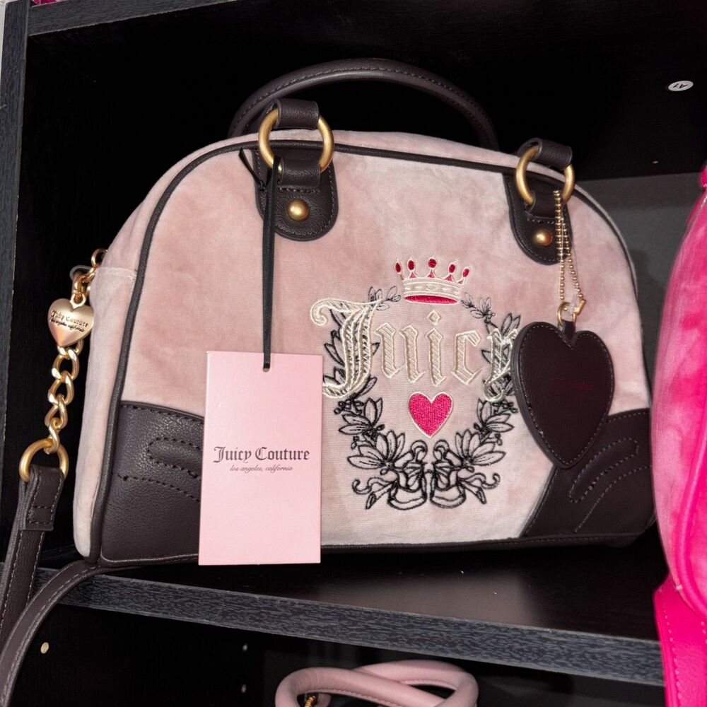 Juicy Couture Heritage Bowler Bag Dusty Blush & Chocolate